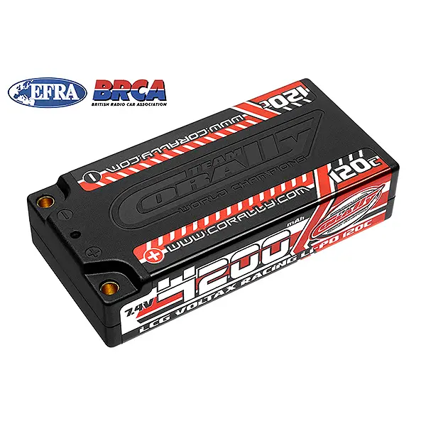 Corally Voltax 120c Lipo Battery 4200mah 7.4V LCG Shorty 2s 4mm Bullit