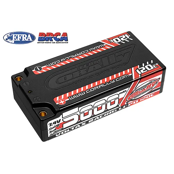 Corally Voltax 120c Lipo Battery 5000mah 7.4V Shorty 2s 4mm Bullit