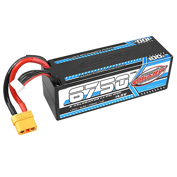 Corally Xcelerated 100c Lipo Battery 6750 Mah 14.8V Stick 4s Hardwire Xt90