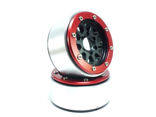 RC Crawler wheels Beadlock Wheels GEAR Black/Red 1.9 (2) w/o Hub
