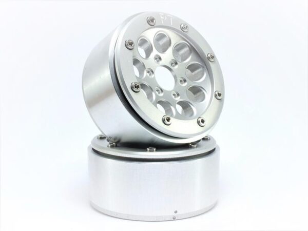RC Crawler wheels Beadlock Wheels GUN Silver/Silver 1.9 (2) w/o Hub