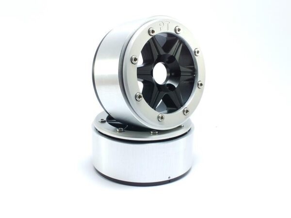 RC Crawler wheels Beadlock Wheels SIXSTAR Black/Silver 1.9 (2) w/o Hub