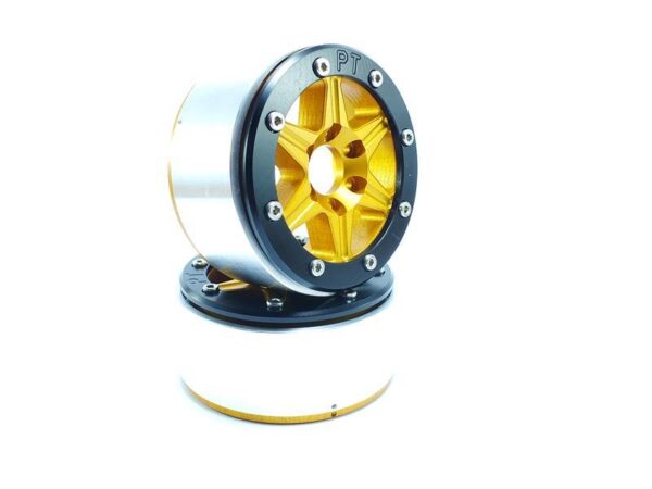 RC Crawler wheels Beadlock Wheels SIXSTAR Gold/Black 1.9 (2) w/o Hub
