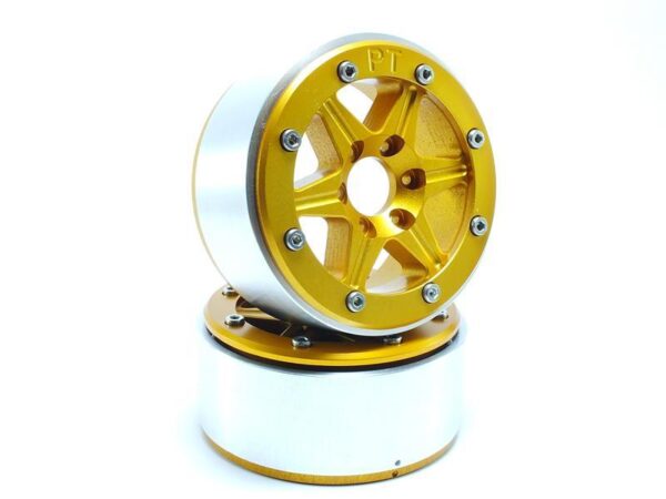 RC Crawler wheels Beadlock Wheels SIXSTAR Gold/Gold 1.9 (2) w/o Hub