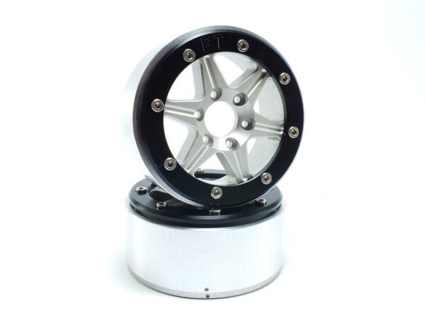RC Crawler wheels Beadlock Wheels SIXSTAR Silver/Black 1.9 (2) w/o Hub