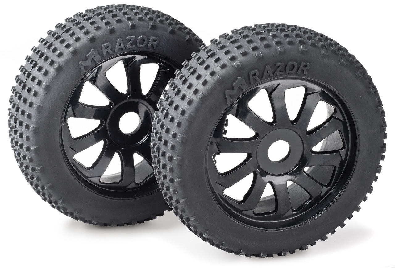 Wheel Set Buggy "Razor" 10 Spokes/Dirt black 1:8 (2)