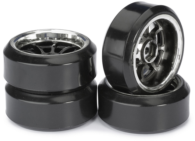 Wheel Set Drift LP " 9 Spoke / Profile C" black/chrome 1:10 (4 pcs)