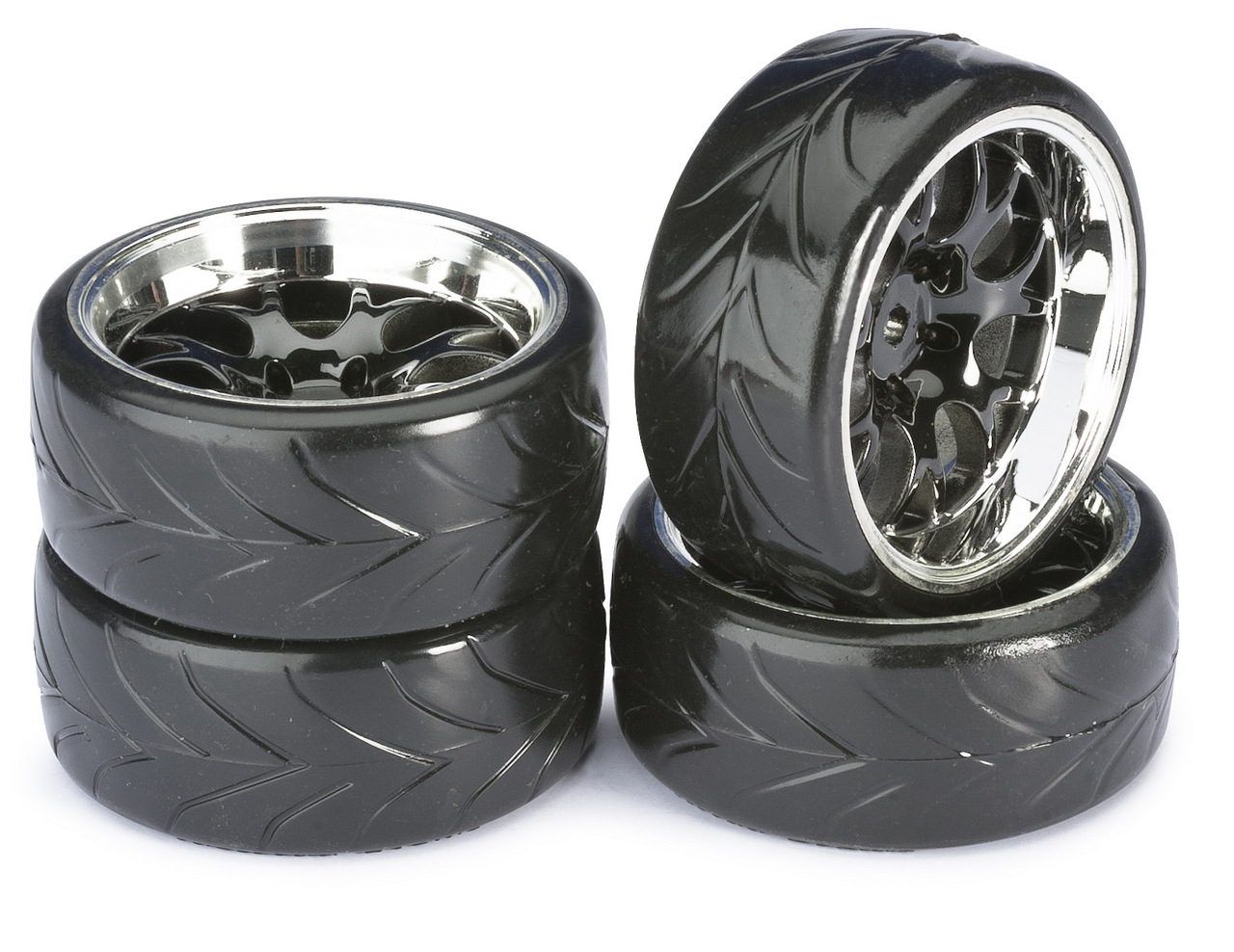 Wheel Set Drift LP " Comb / Profile A" black/chrome 1:10 (4 pcs)